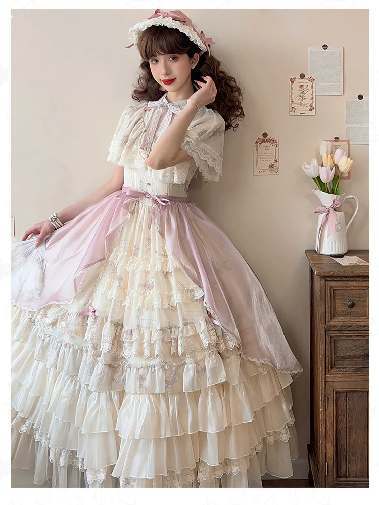 With PUJI - Nanke - Edwardian Collar Classic Lolita OP Dress Outfit - Image 15