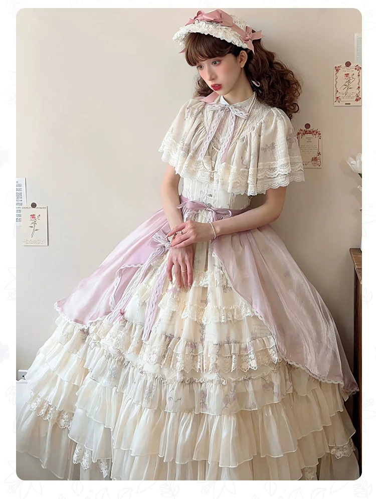 With PUJI - Nanke - Edwardian Collar Classic Lolita OP Dress Outfit - Image 16