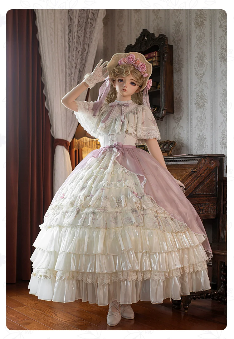 With PUJI - Nanke - Edwardian Collar Classic Lolita OP Dress Outfit - Image 18