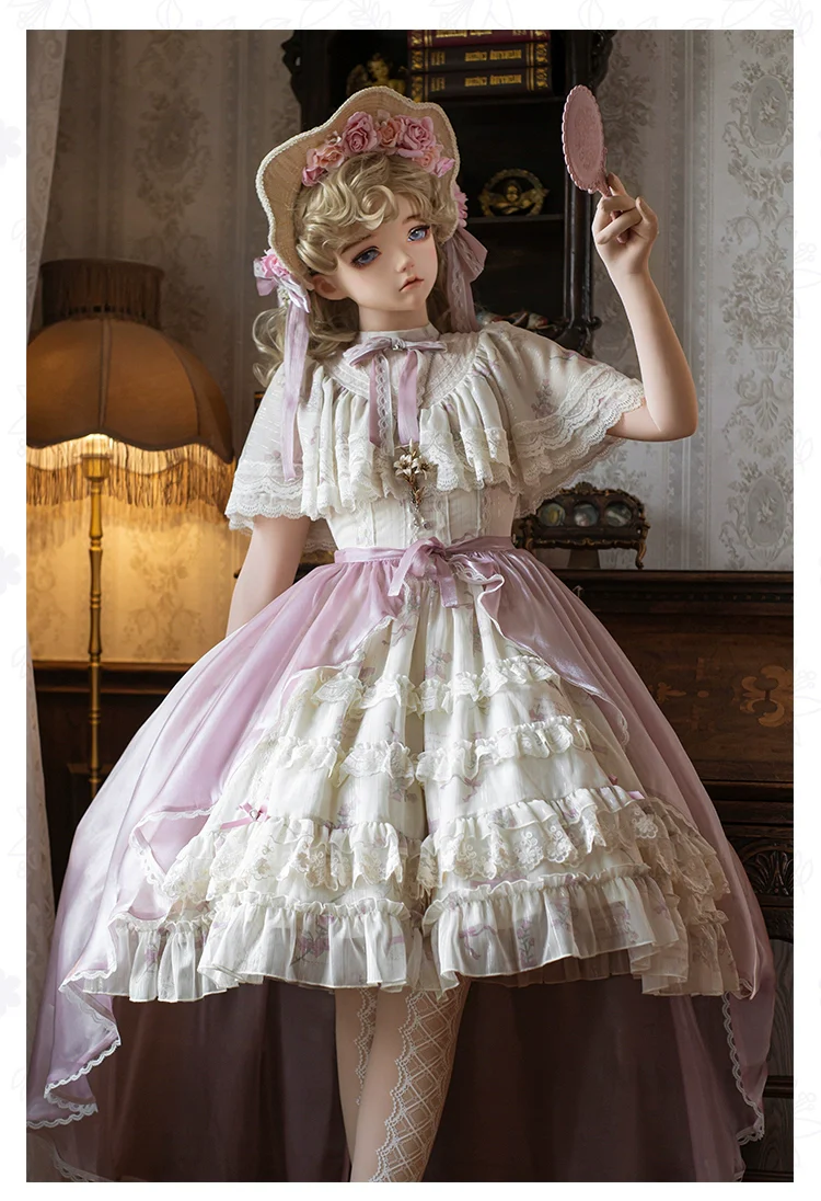 With PUJI - Nanke - Edwardian Collar Classic Lolita OP Dress Outfit - Image 19