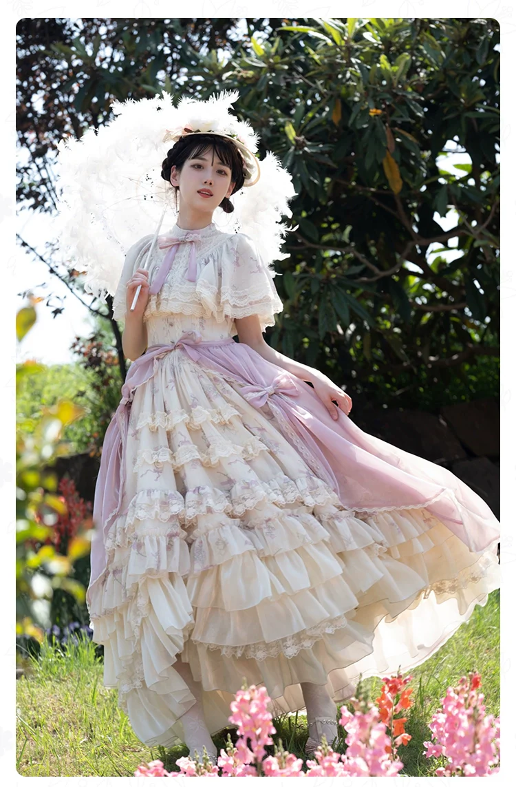 With PUJI - Nanke - Edwardian Collar Classic Lolita OP Dress Outfit - Image 2