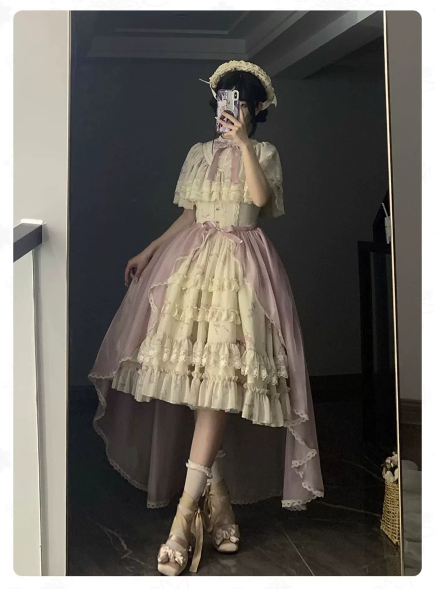 With PUJI - Nanke - Edwardian Collar Classic Lolita OP Dress Outfit - Image 21
