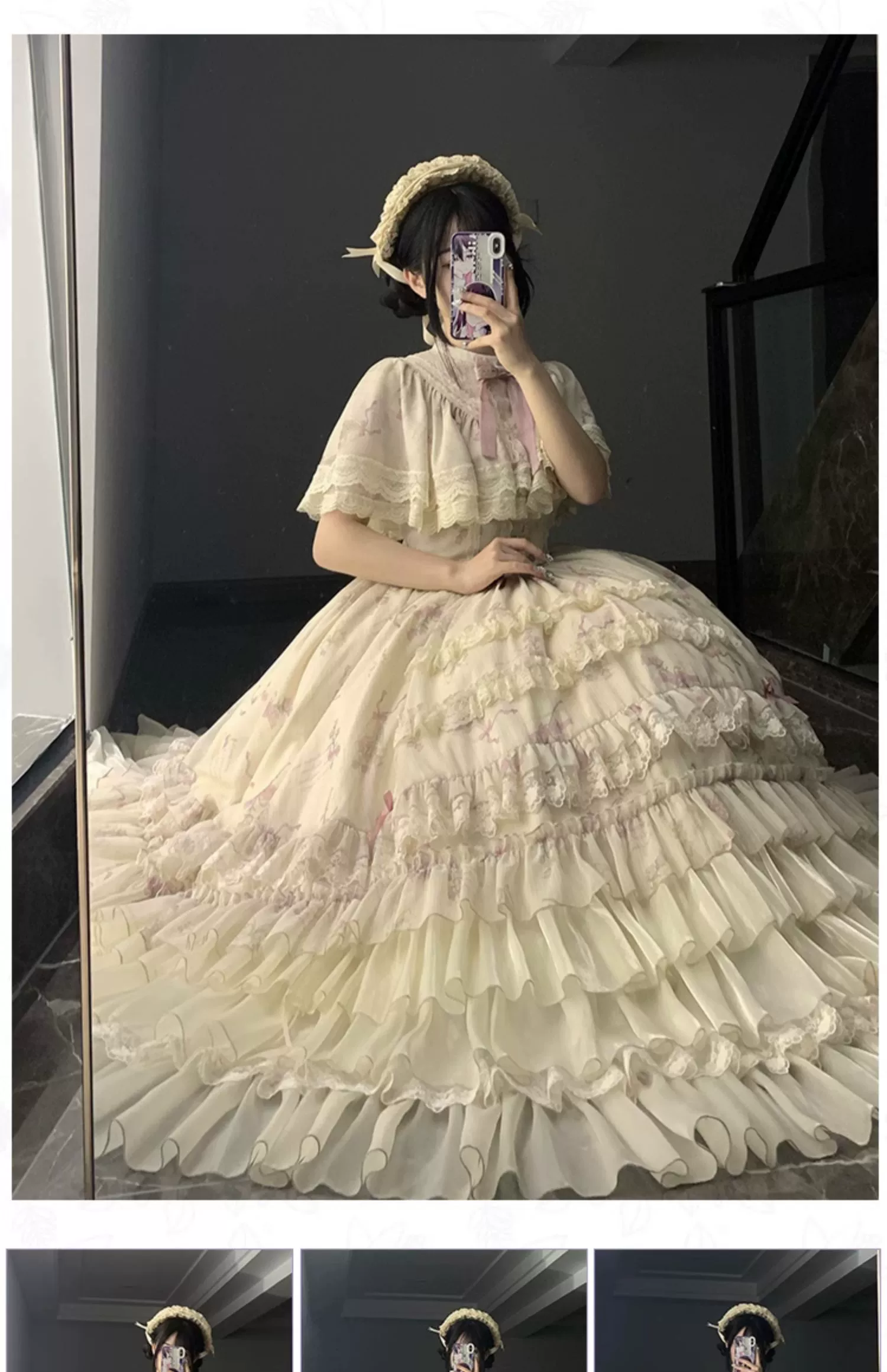 With PUJI - Nanke - Edwardian Collar Classic Lolita OP Dress Outfit - Image 22