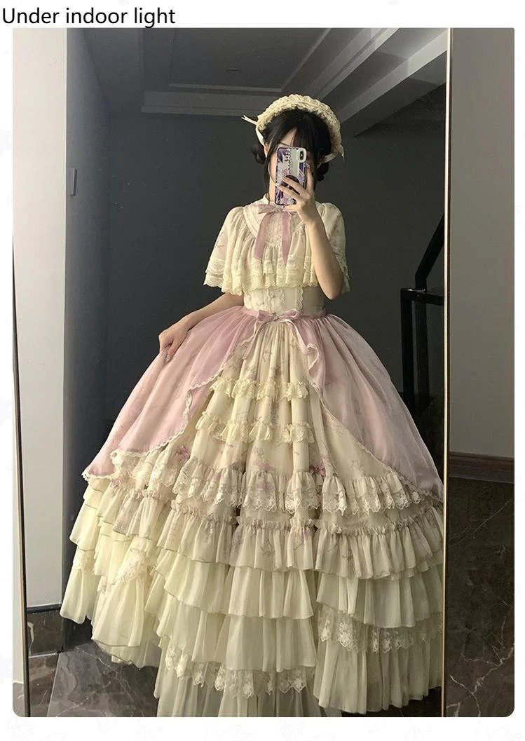 With PUJI - Nanke - Edwardian Collar Classic Lolita OP Dress Outfit - Image 23
