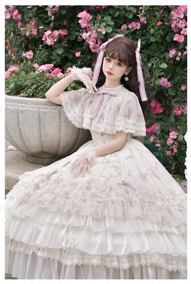 With PUJI - Nanke - Edwardian Collar Classic Lolita OP Dress Outfit - Image 3