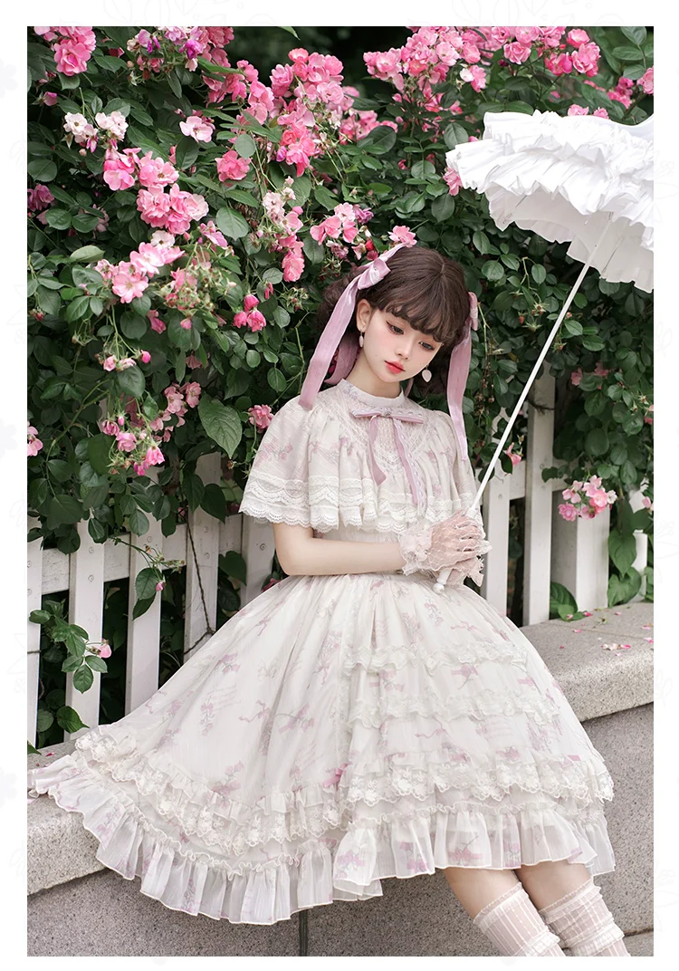 With PUJI - Nanke - Edwardian Collar Classic Lolita OP Dress Outfit - Image 4