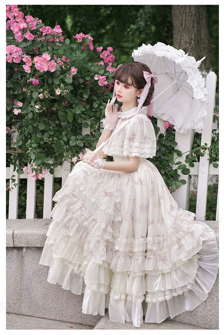 With PUJI - Nanke - Edwardian Collar Classic Lolita OP Dress Outfit - Image 5