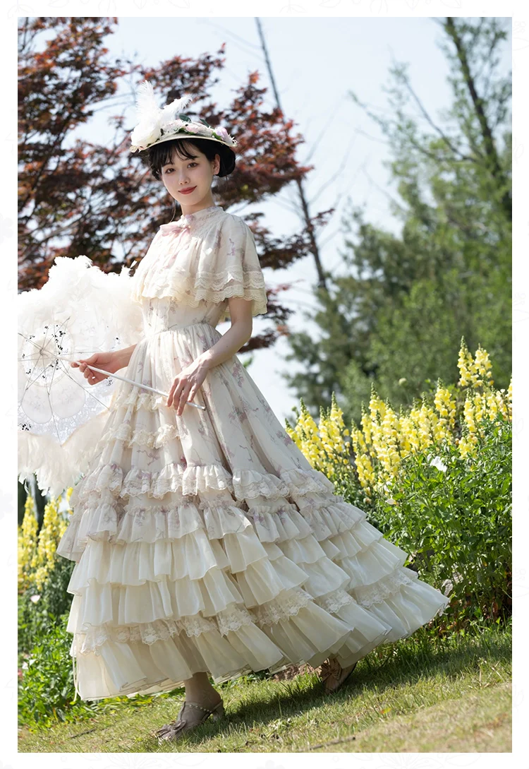 With PUJI - Nanke - Edwardian Collar Classic Lolita OP Dress Outfit - Image 6