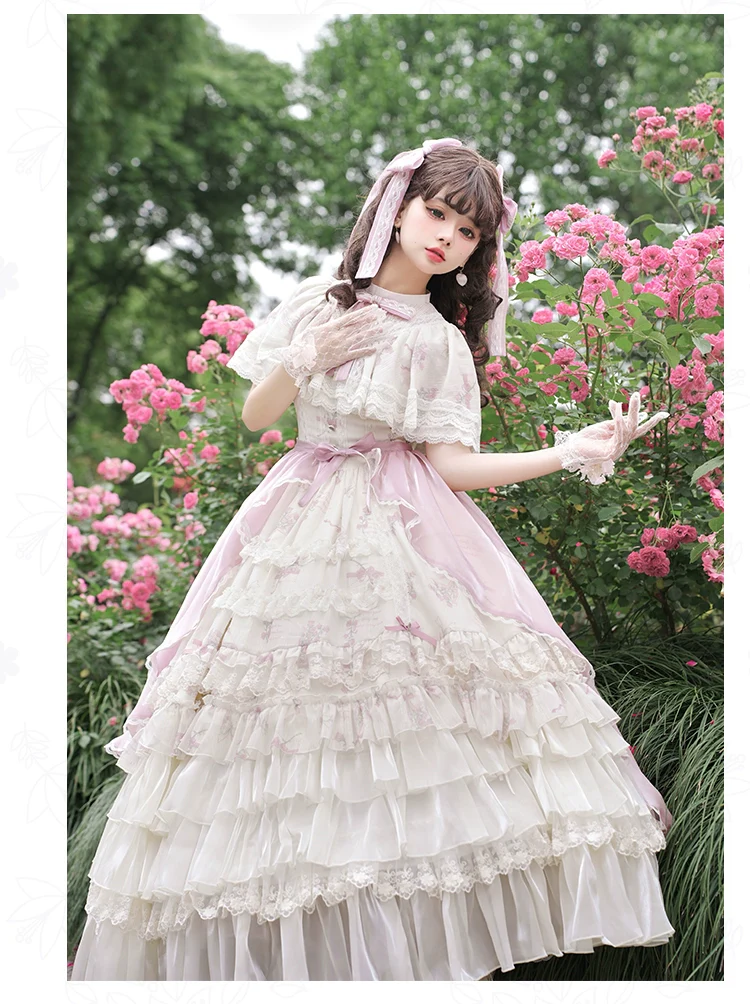 With PUJI - Nanke - Edwardian Collar Classic Lolita OP Dress Outfit - Image 7