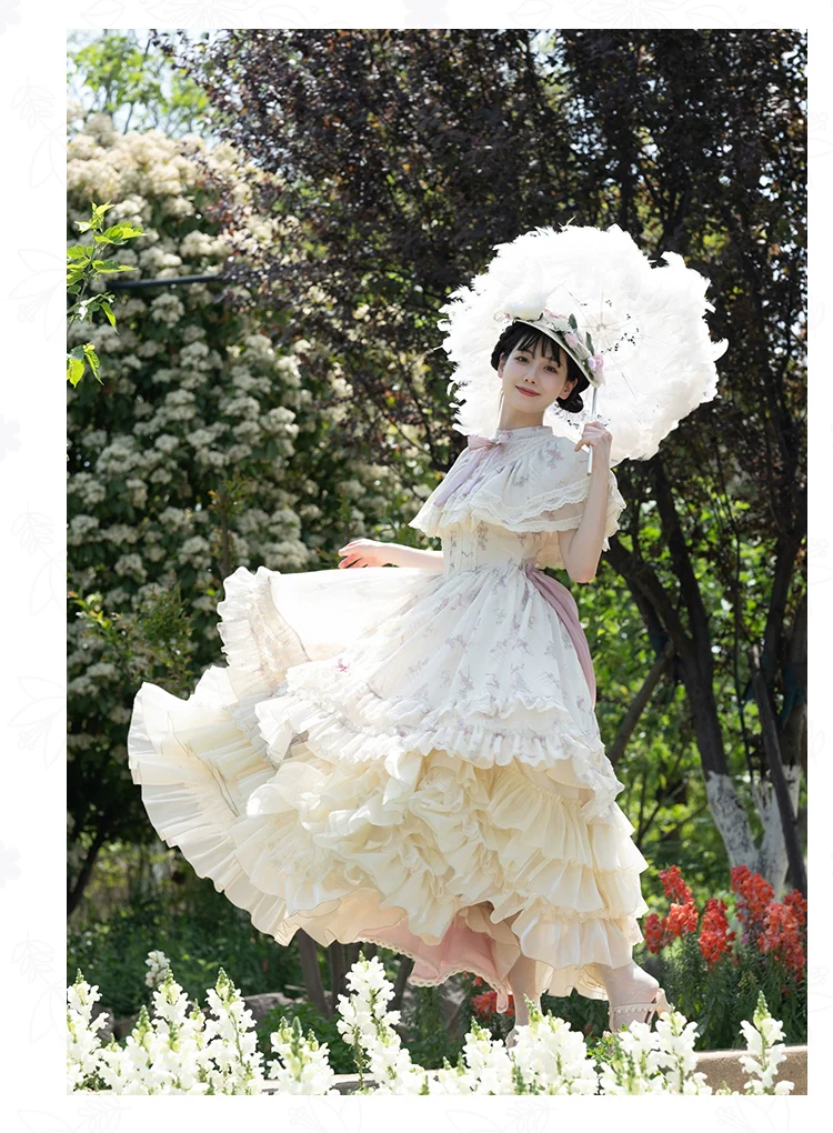 With PUJI - Nanke - Edwardian Collar Classic Lolita OP Dress Outfit - Image 8