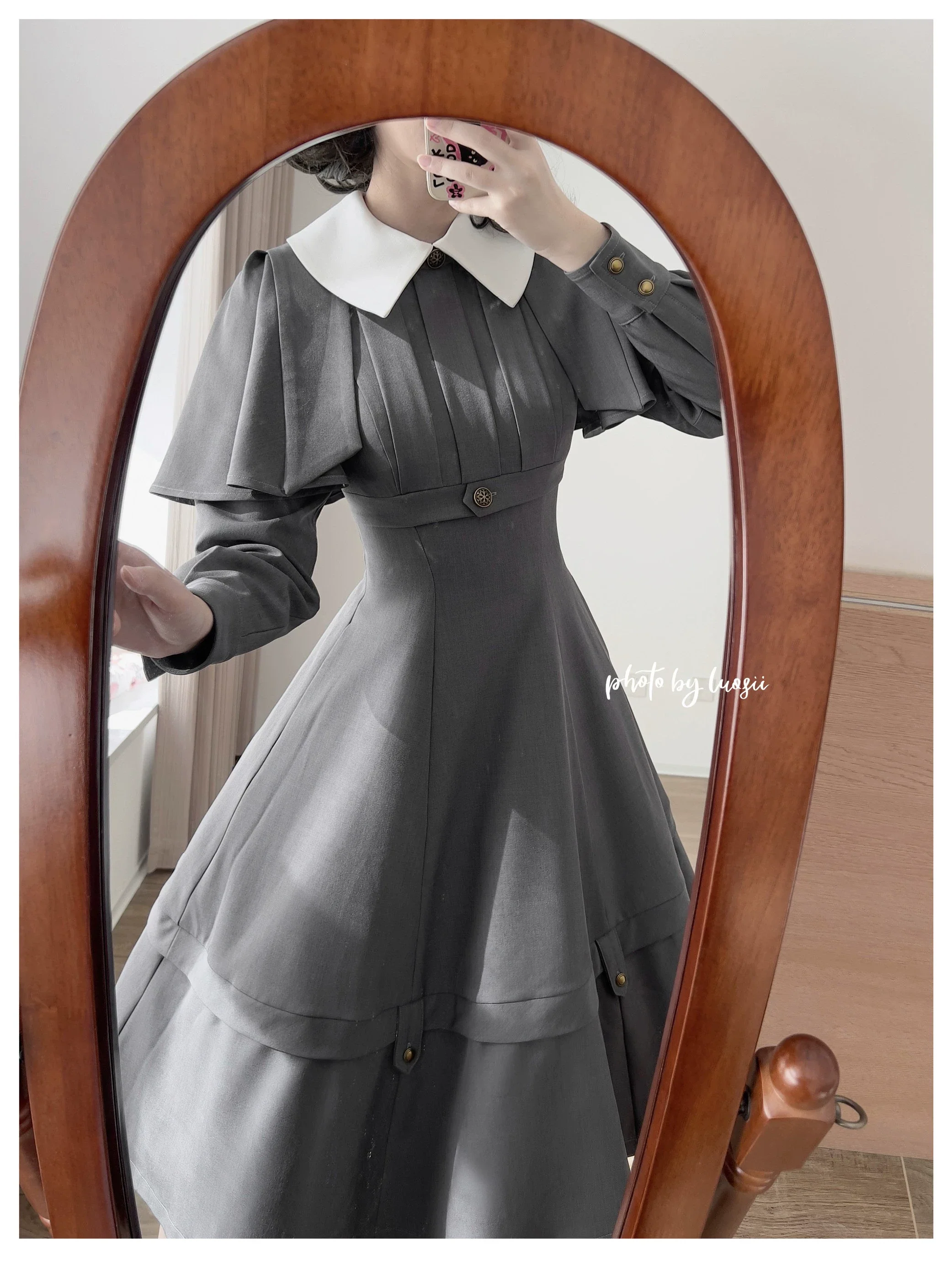 Forest Antique Box - Classic Lolita OP Dress with Detachable Short Cape - Image 11