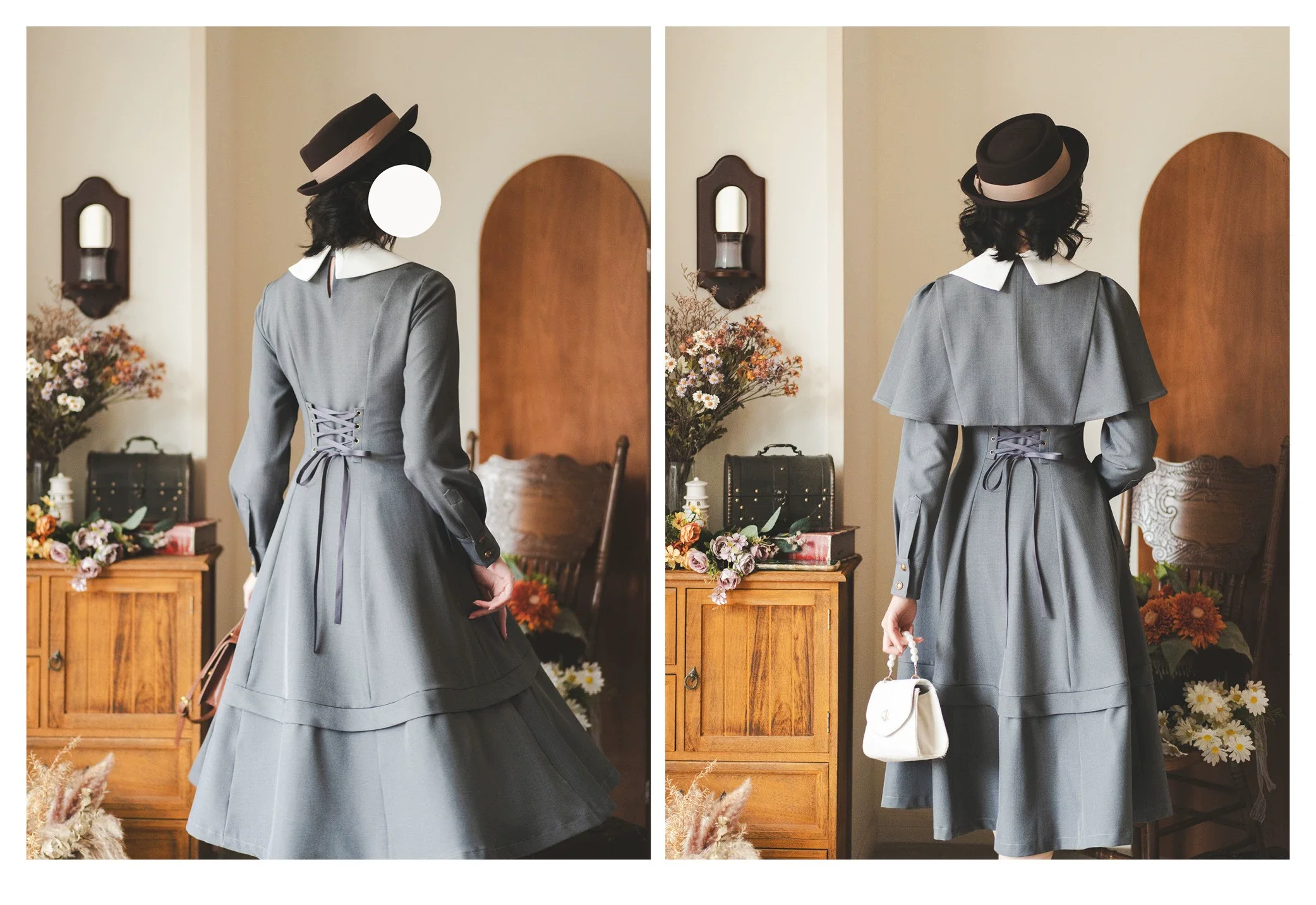 Forest Antique Box - Classic Lolita OP Dress with Detachable Short Cape - Image 12