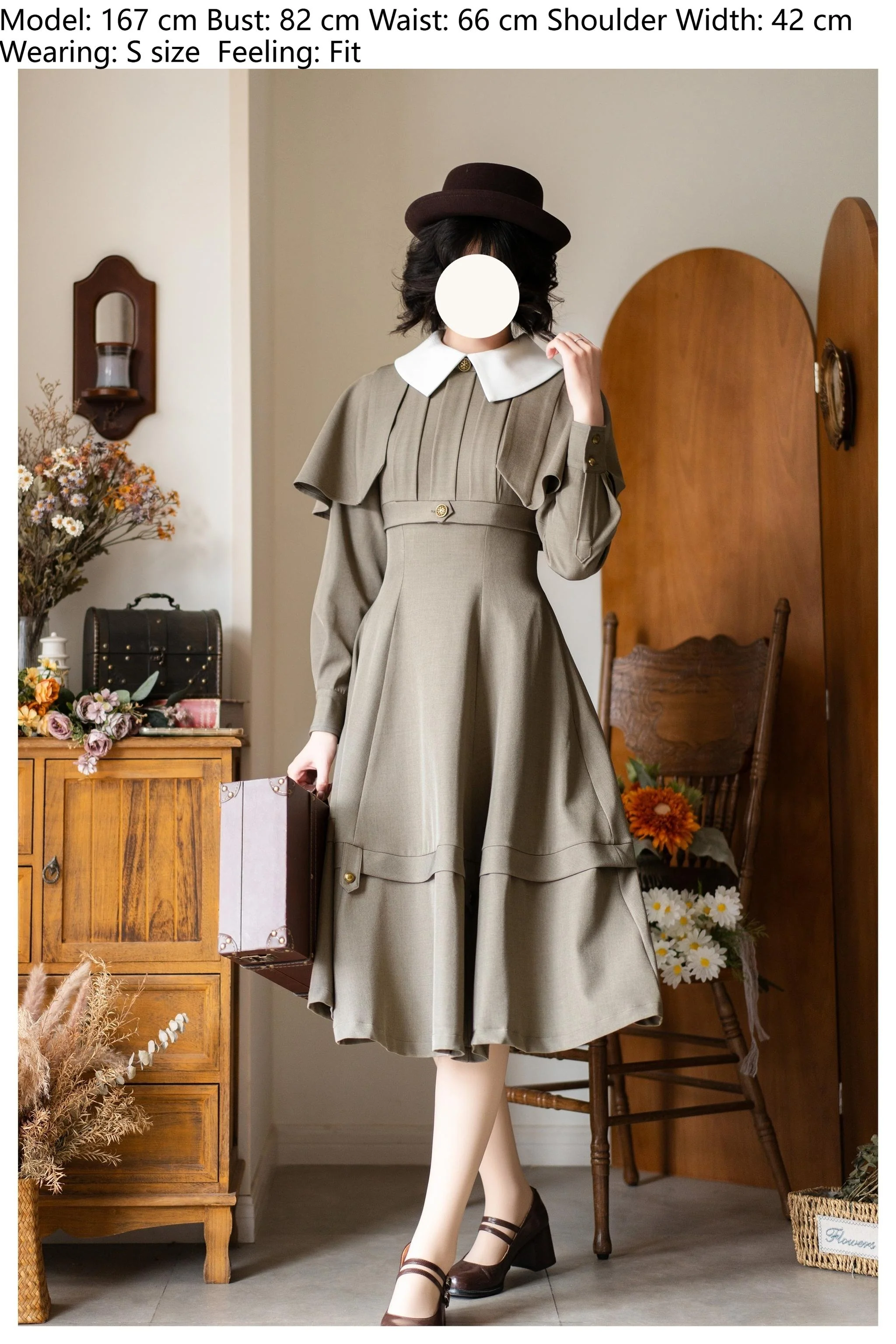 Forest Antique Box - Classic Lolita OP Dress with Detachable Short Cape - Image 13