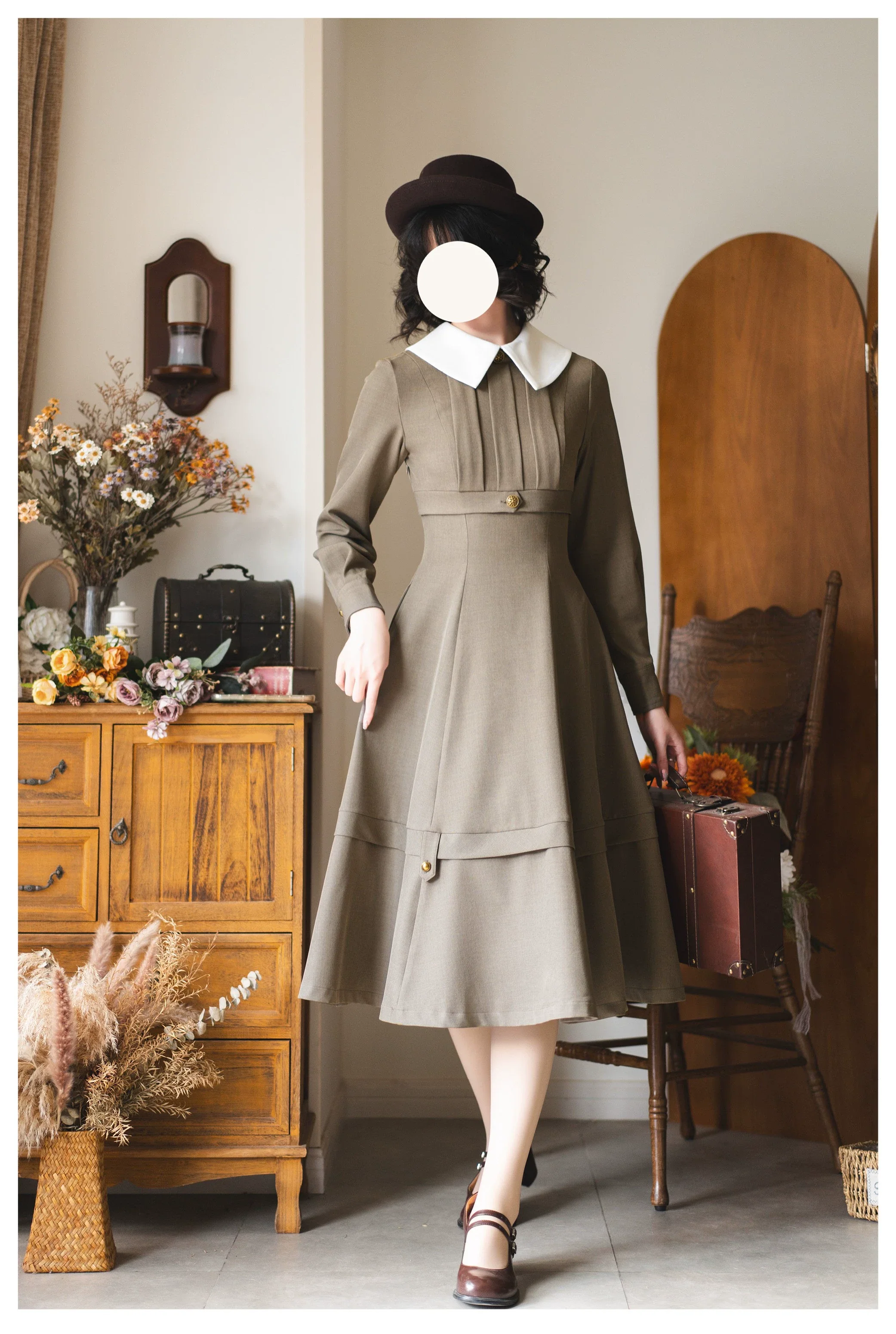 Forest Antique Box - Classic Lolita OP Dress with Detachable Short Cape - Image 15