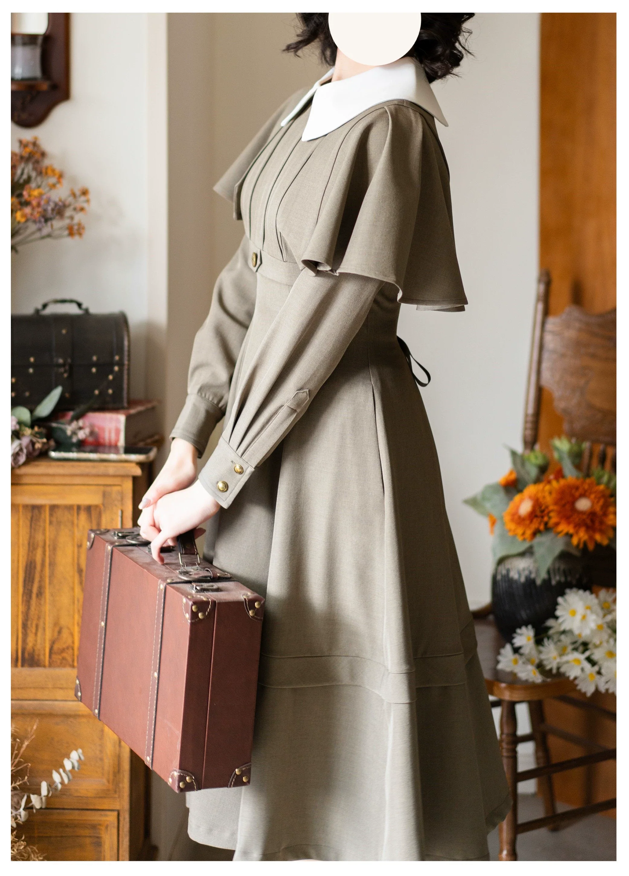 Forest Antique Box - Classic Lolita OP Dress with Detachable Short Cape - Image 16