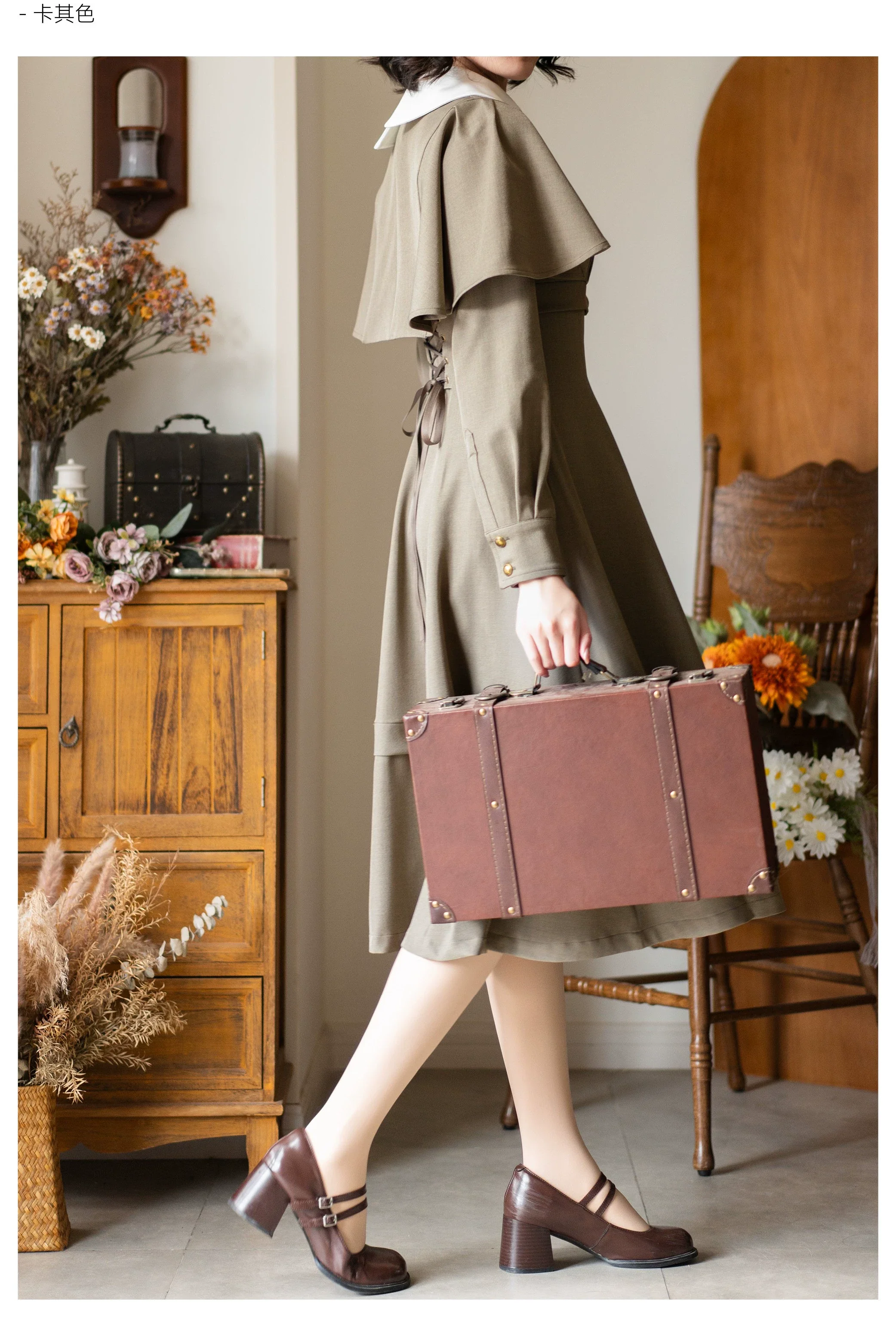 Forest Antique Box - Classic Lolita OP Dress with Detachable Short Cape - Image 17