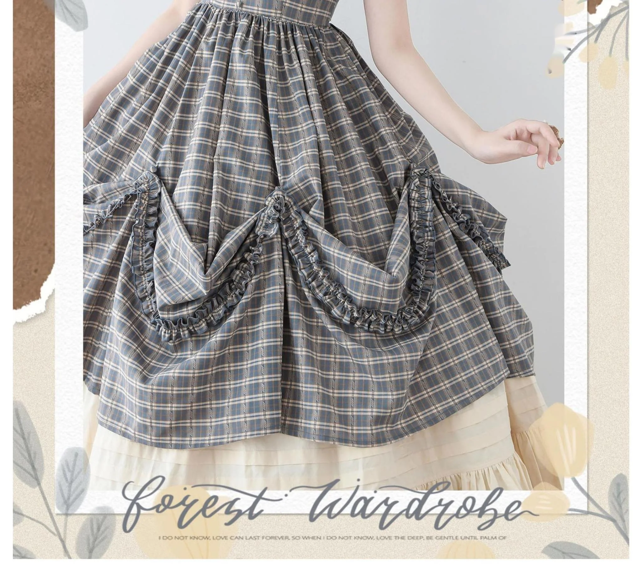 Forest Picnic - Classic Lolita OP Dress with Off-Shoulder and Lifting Hem - Image 14