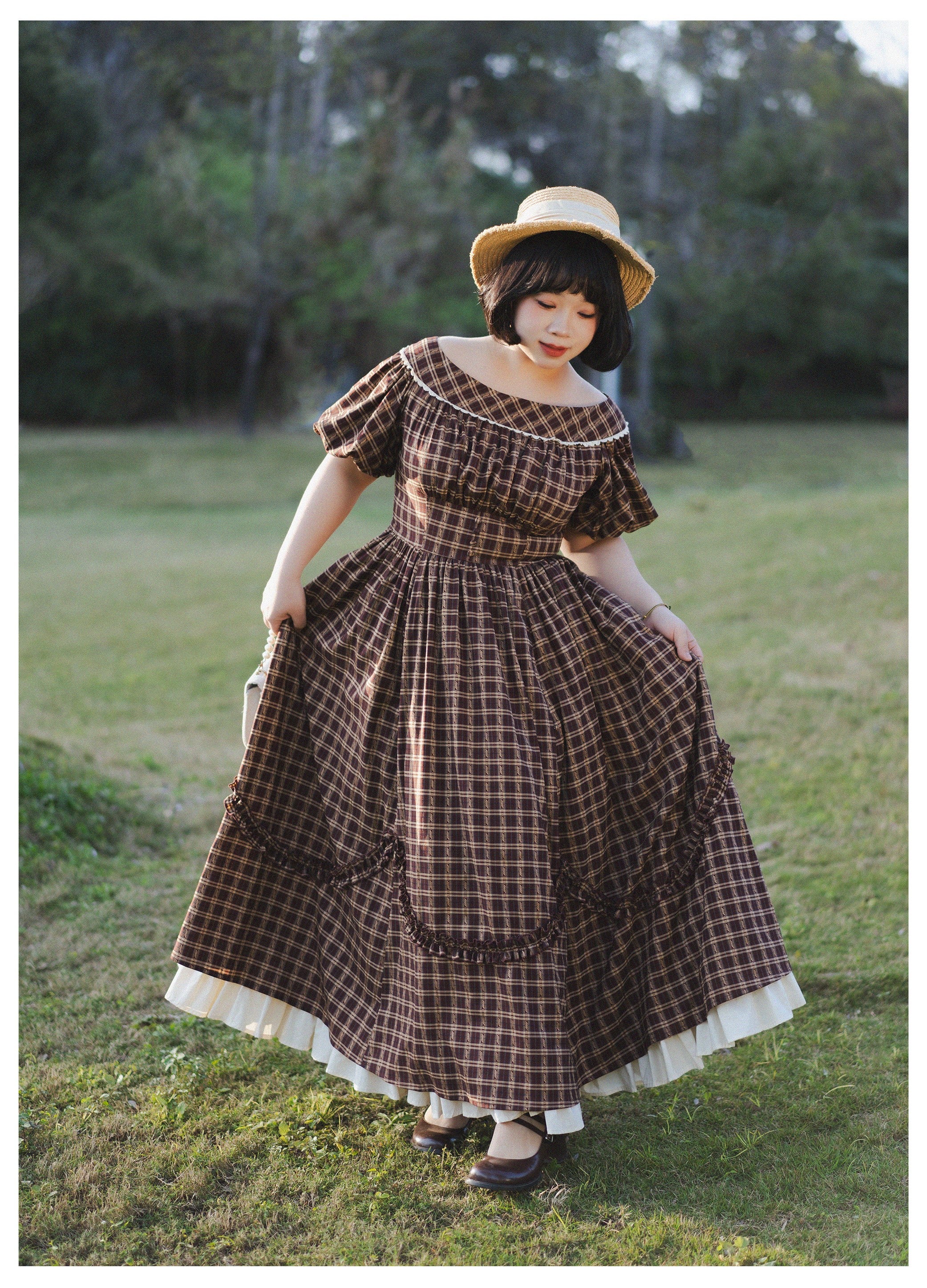 Forest Picnic - Classic Lolita OP Dress with Off-Shoulder and Lifting Hem - Image 16