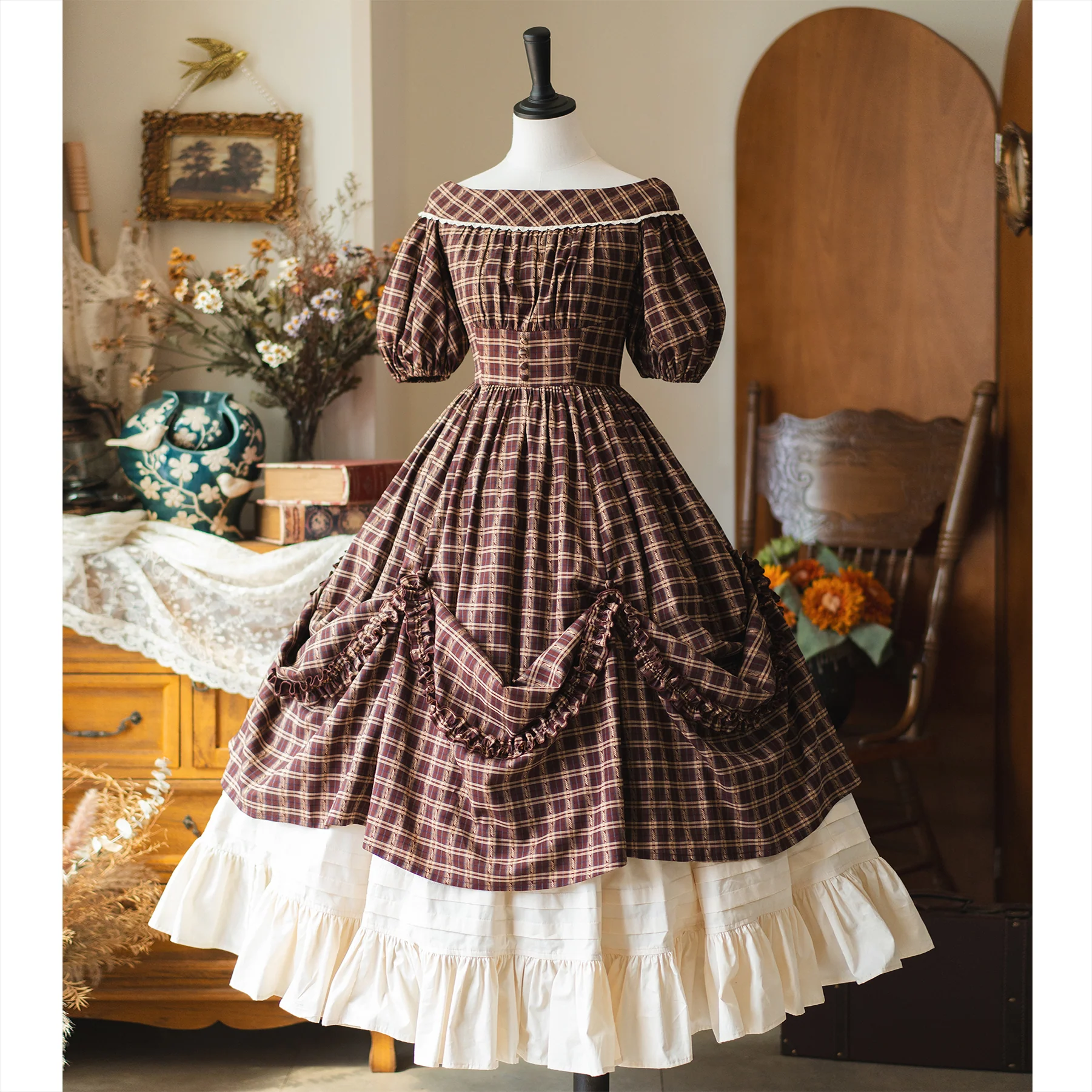 Forest Picnic - Classic Lolita OP Dress with Off-Shoulder and Lifting Hem - Image 2