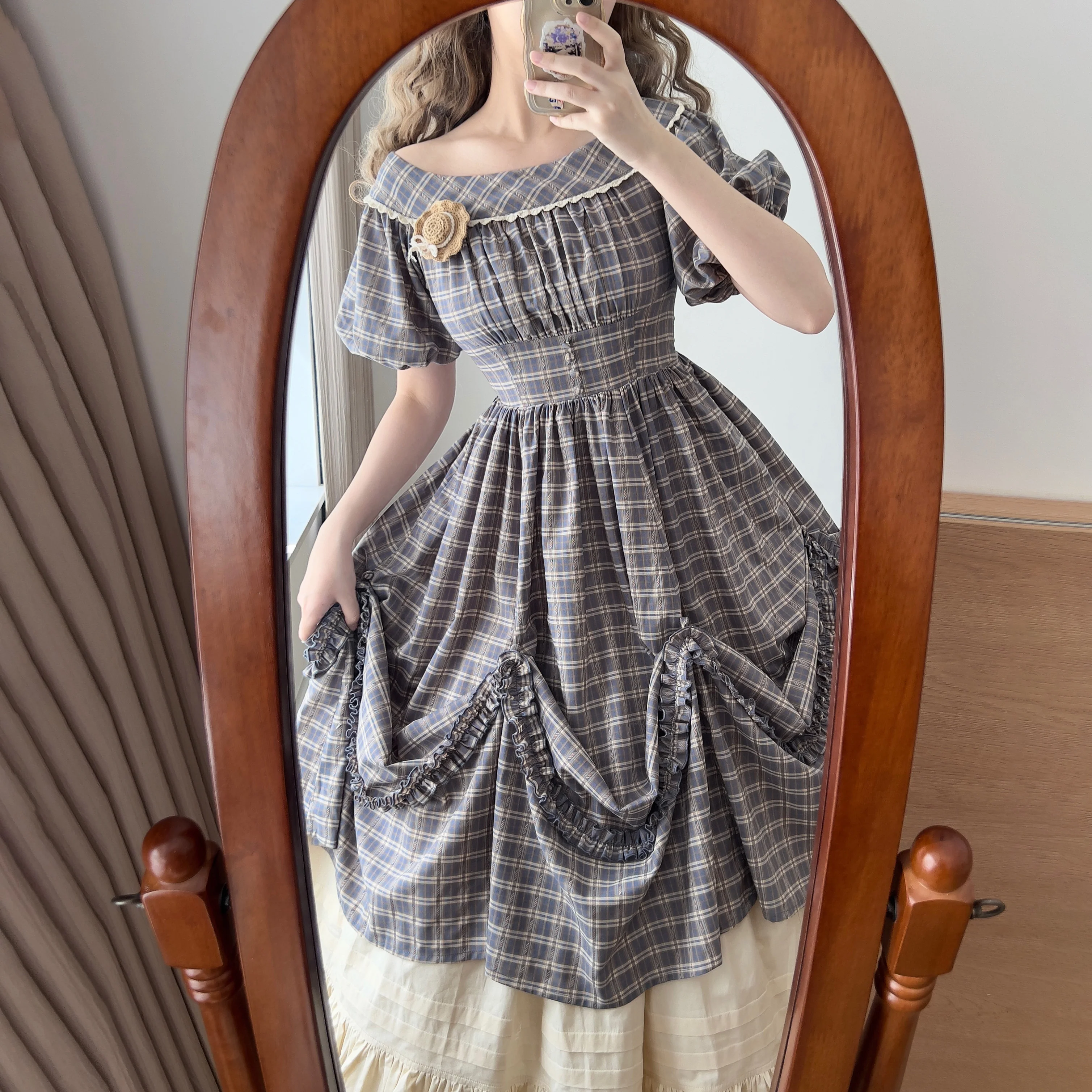 Forest Picnic - Classic Lolita OP Dress with Off-Shoulder and Lifting Hem - Image 33