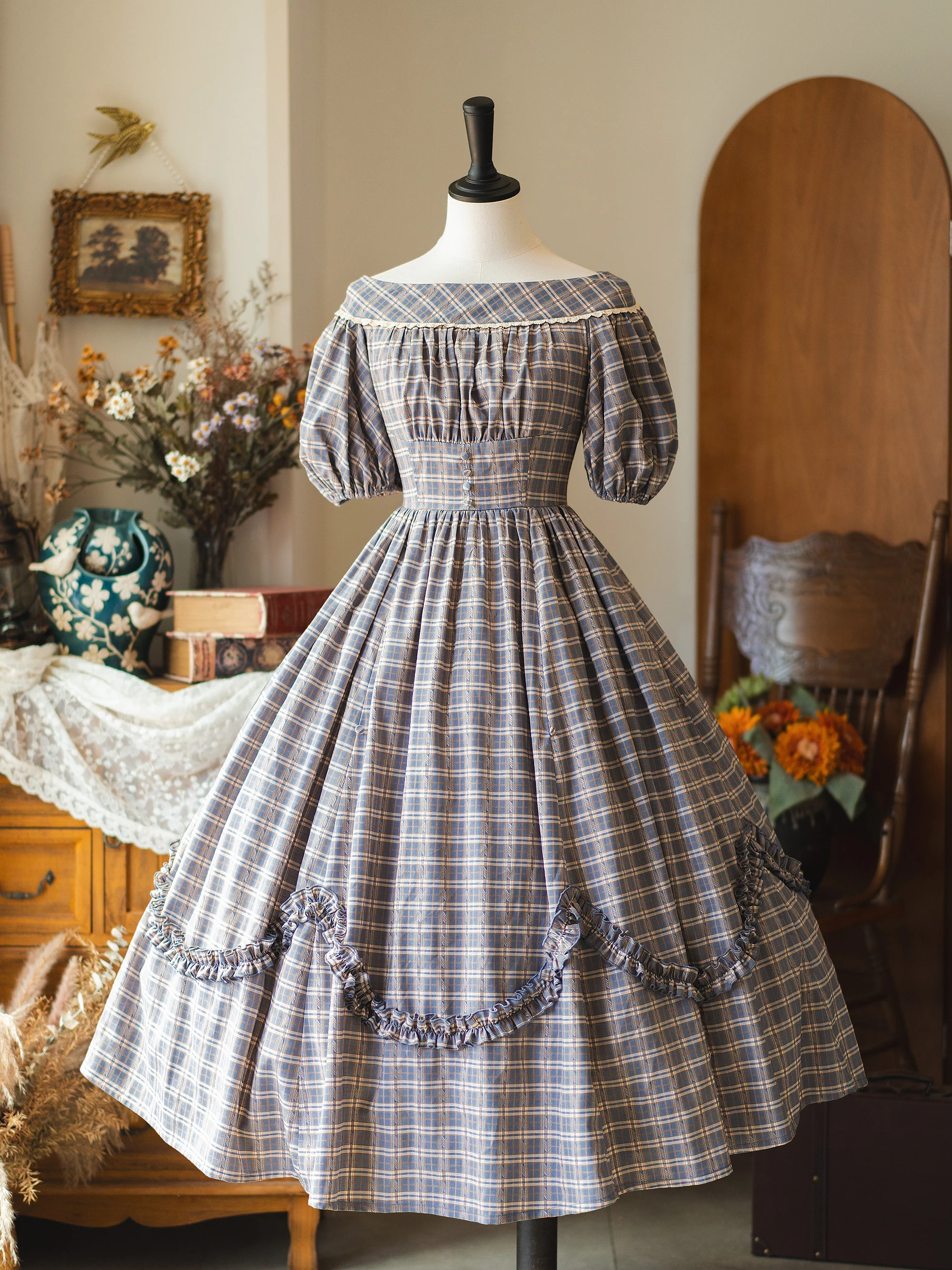 Forest Picnic - Classic Lolita OP Dress with Off-Shoulder and Lifting Hem - Image 4