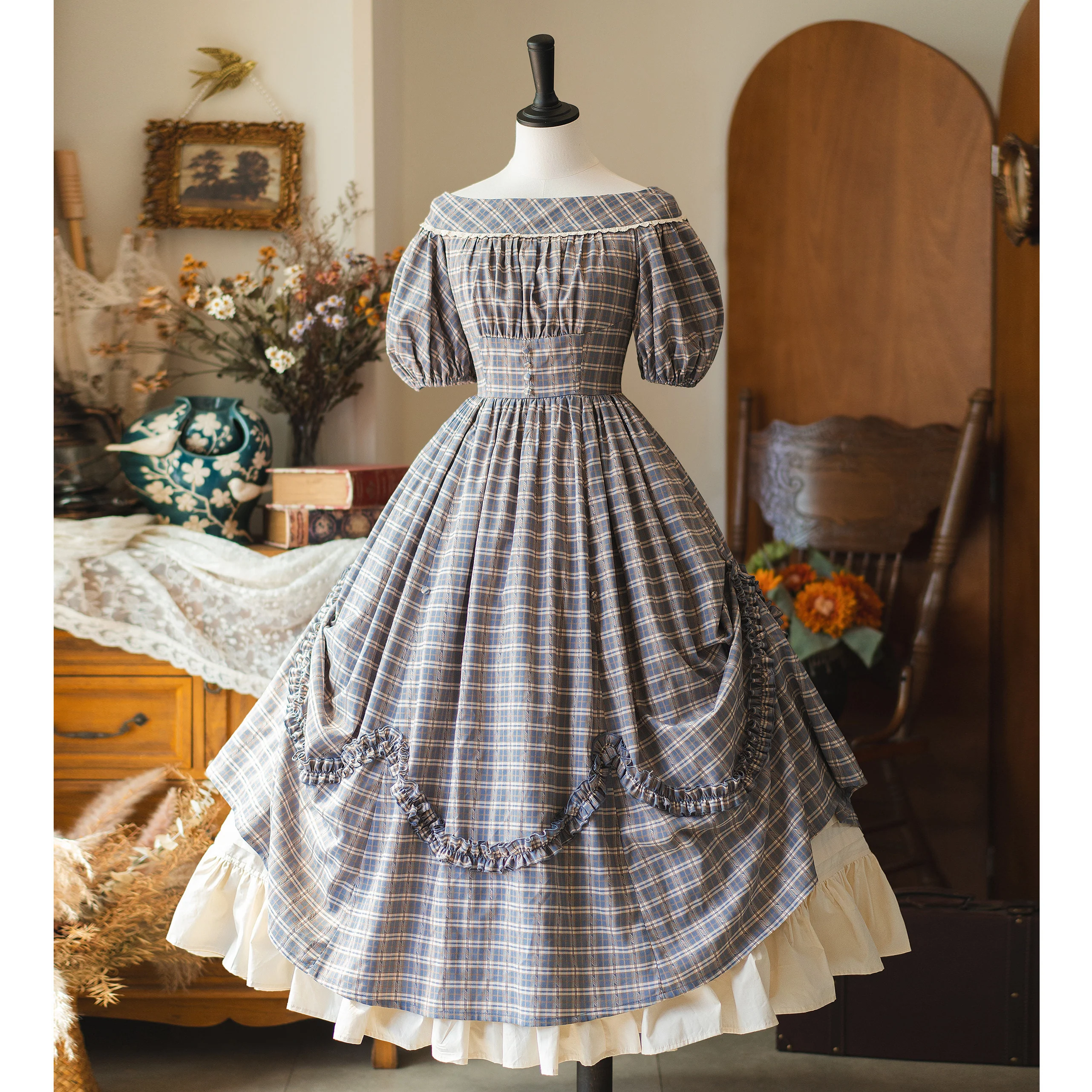 Forest Picnic - Classic Lolita OP Dress with Off-Shoulder and Lifting Hem - Image 5