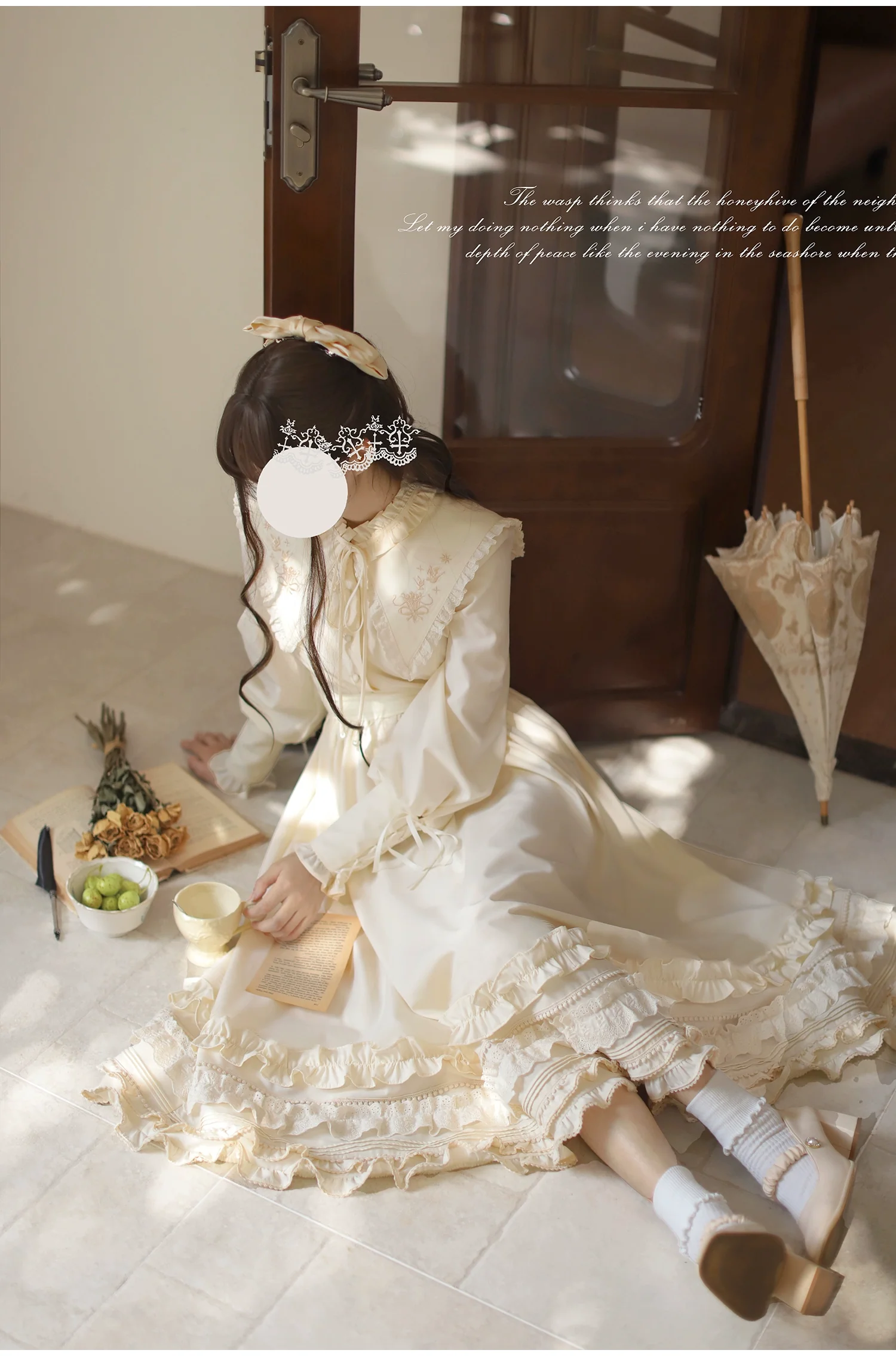 HuTaoMuJK - Wind Kiss Tulip - Classic Lolita OP Elegant Lolita Cardigan - Image 6