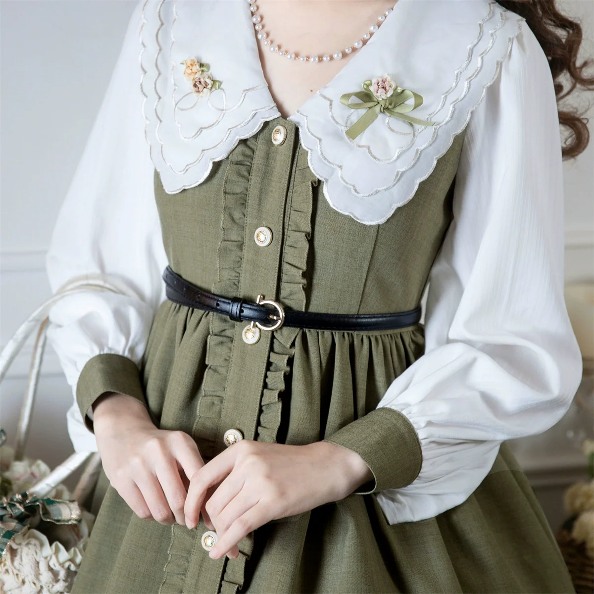 Window Rose - Classic Lolita OP Front Buttoned Embroidery Lolita Dress - Image 10