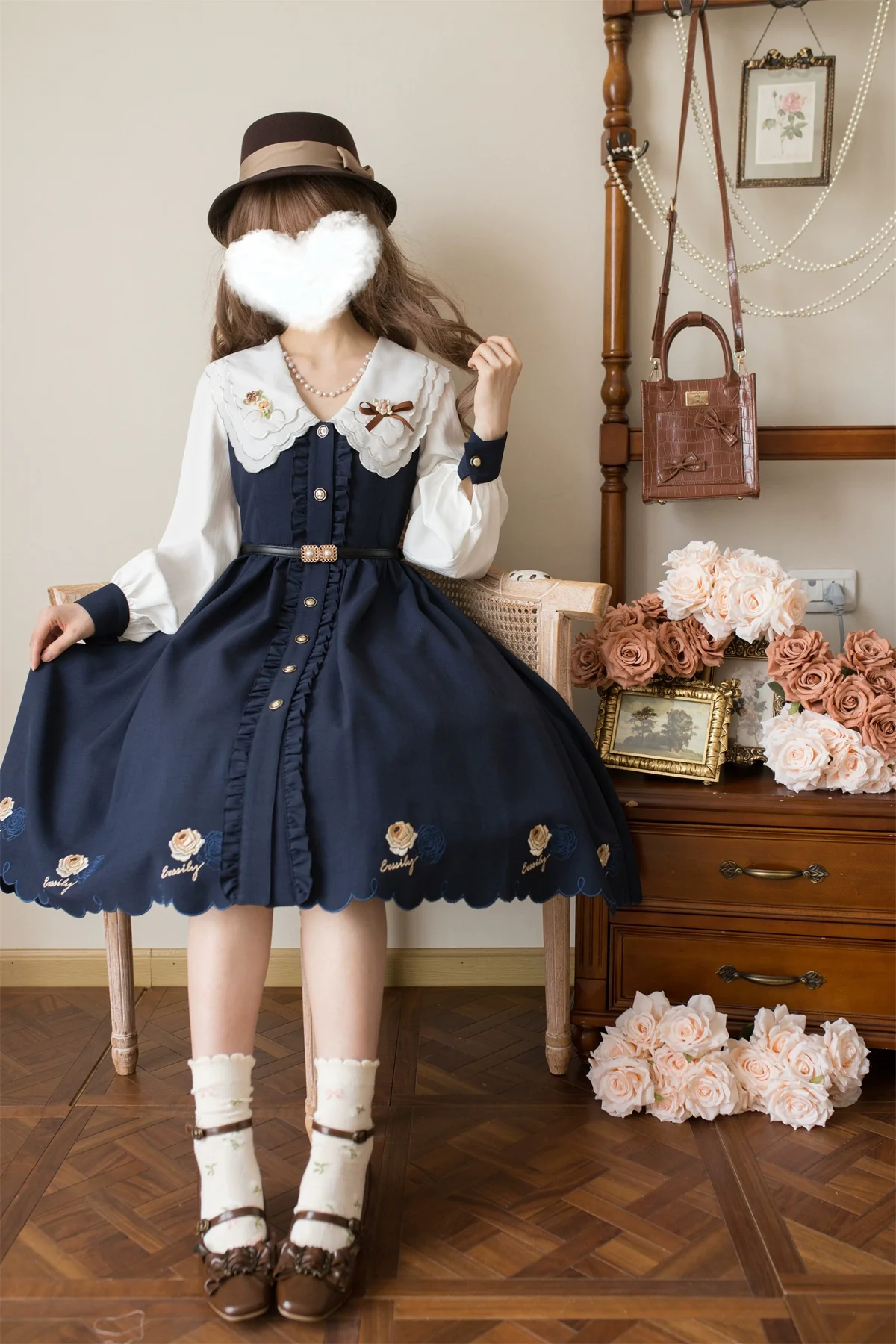 Window Rose - Classic Lolita OP Front Buttoned Embroidery Lolita Dress - Image 12
