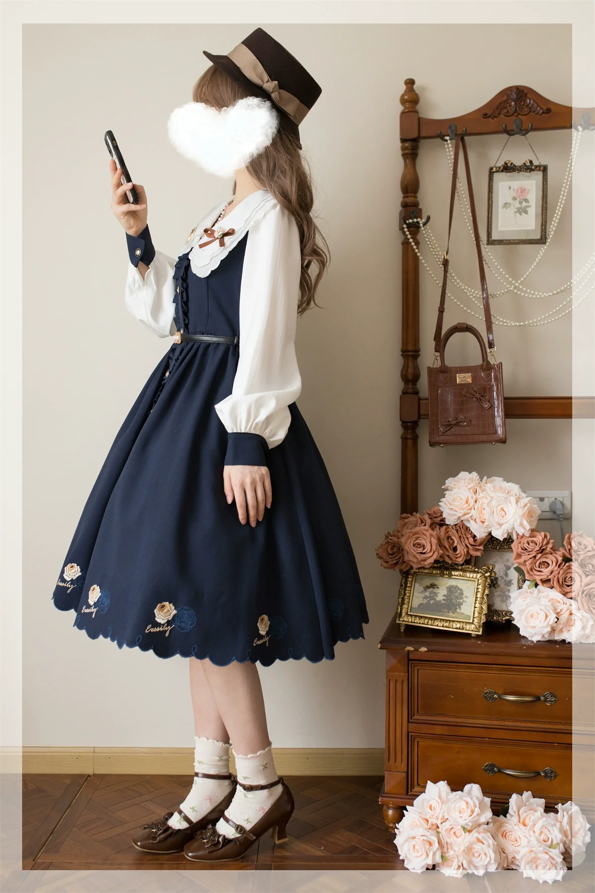 Window Rose - Classic Lolita OP Front Buttoned Embroidery Lolita Dress - Image 13