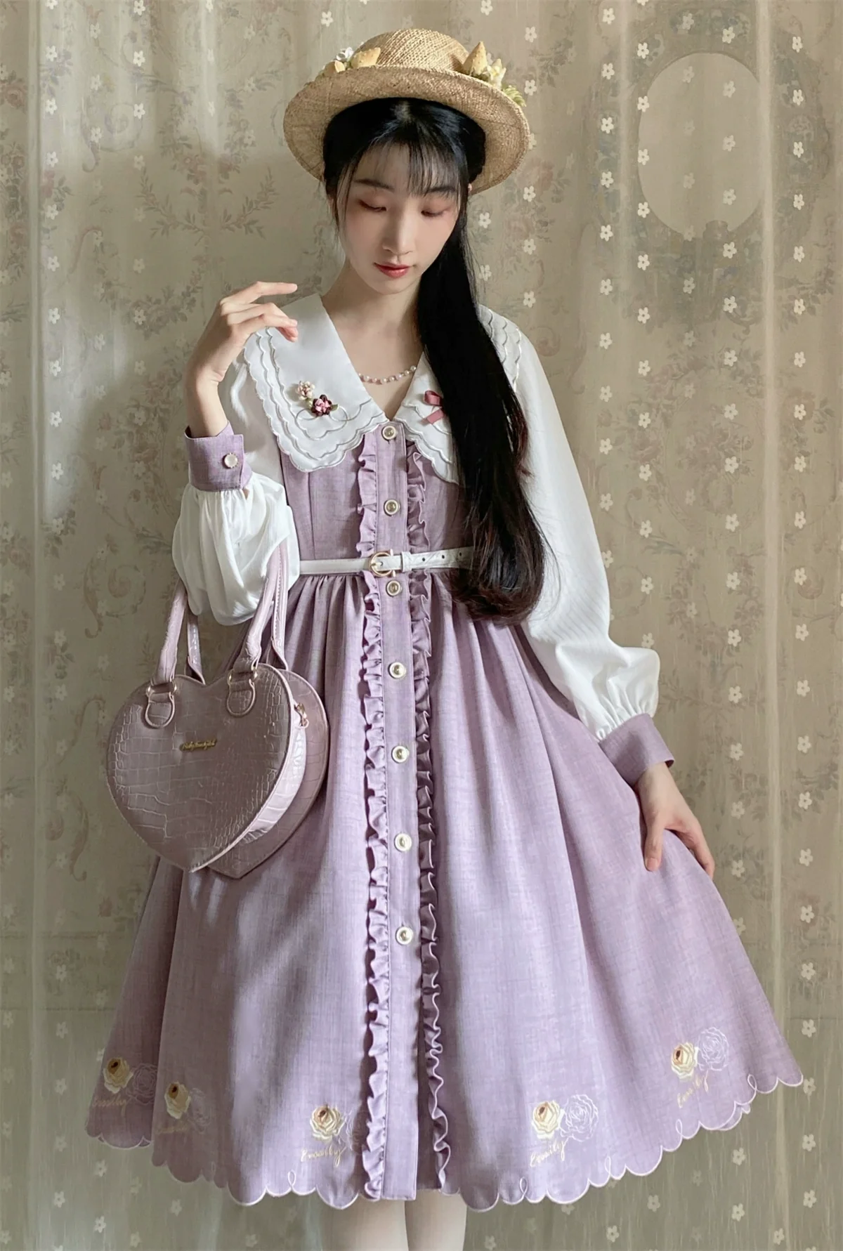 Window Rose - Classic Lolita OP Front Buttoned Embroidery Lolita Dress - Image 17
