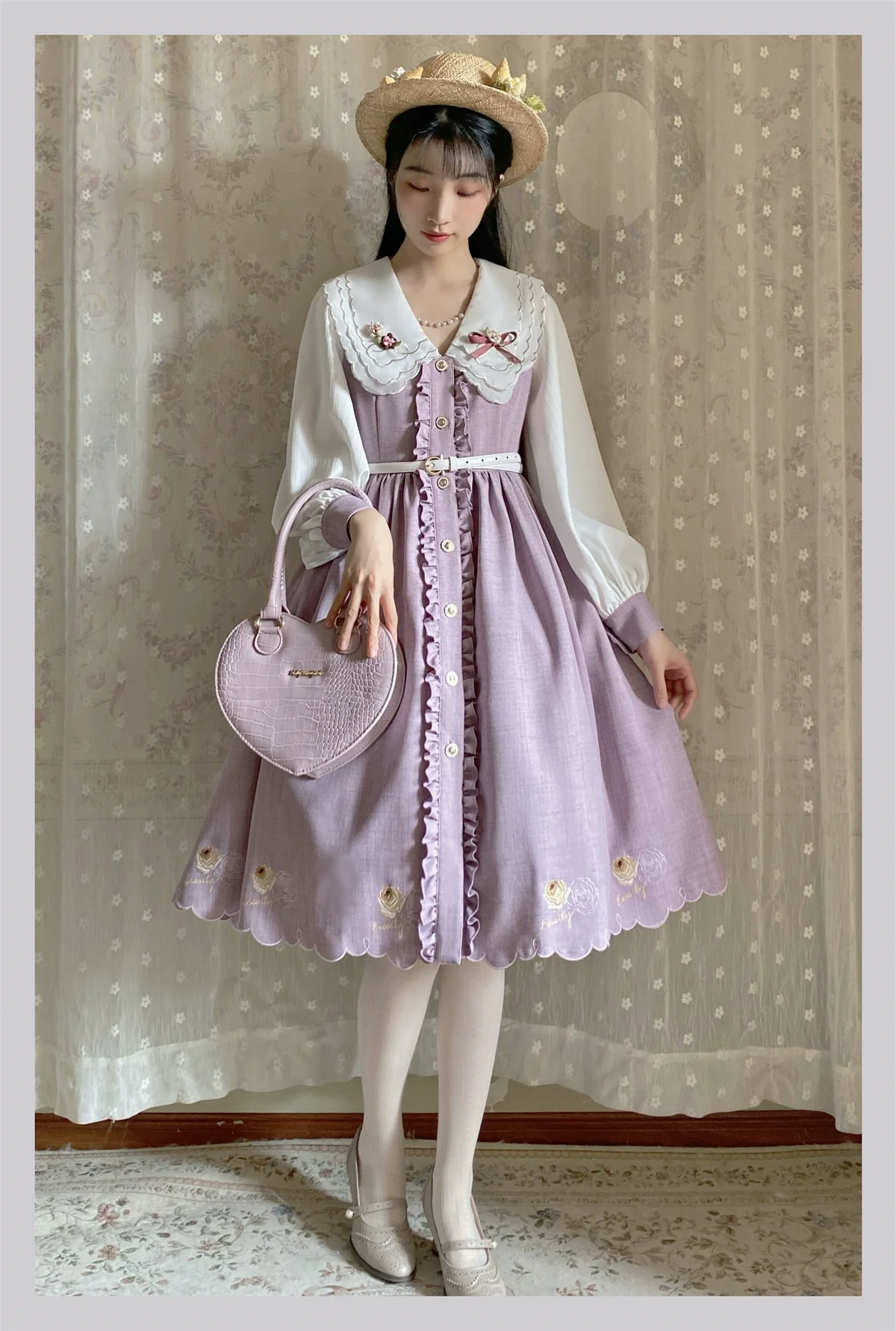Window Rose - Classic Lolita OP Front Buttoned Embroidery Lolita Dress - Image 2