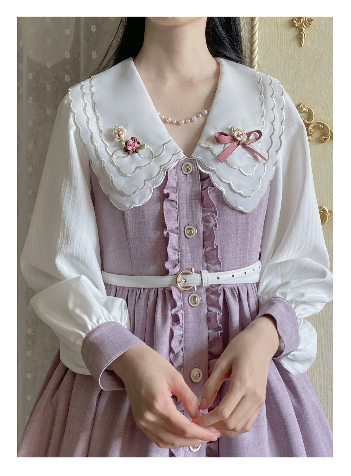 Window Rose - Classic Lolita OP Front Buttoned Embroidery Lolita Dress - Image 21