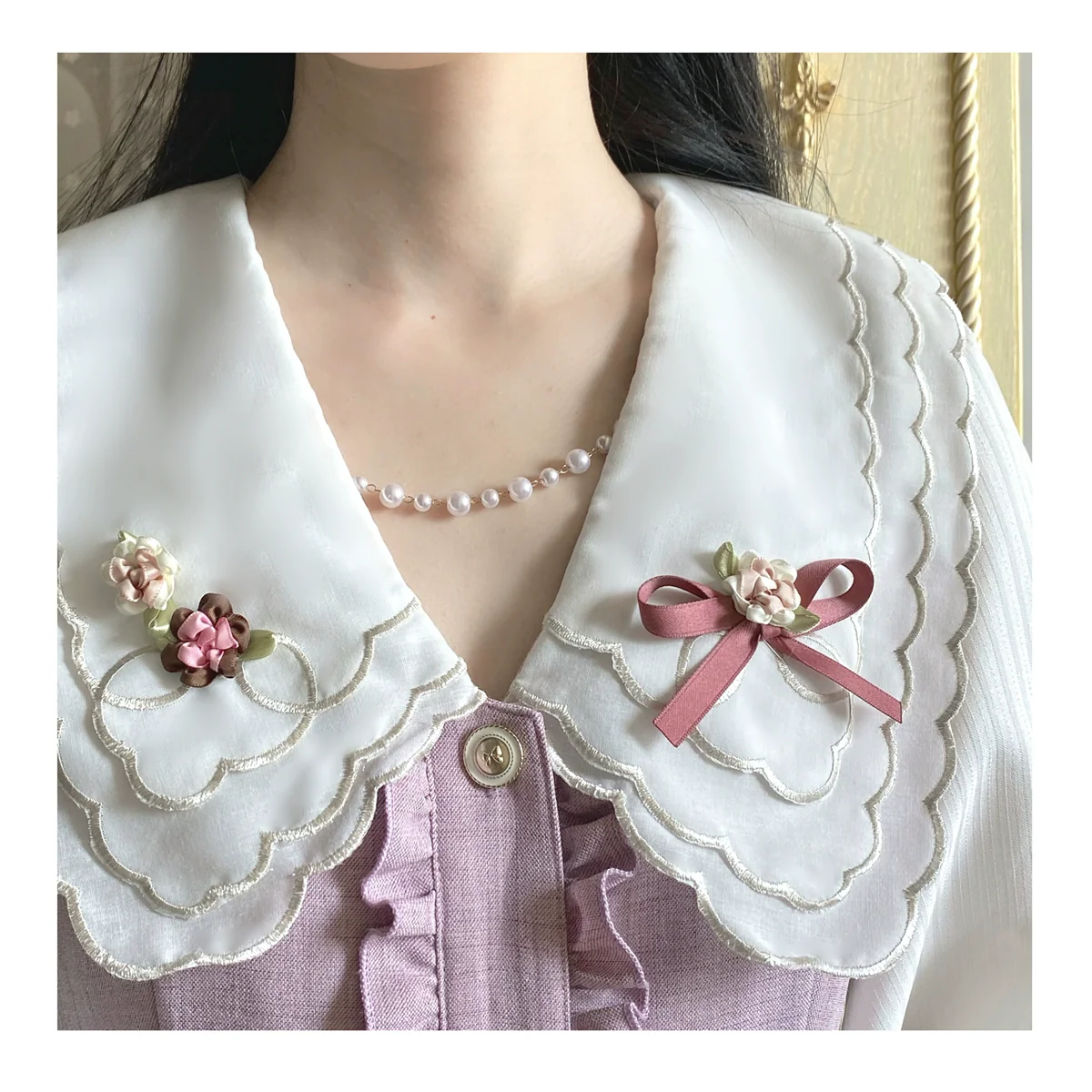 Window Rose - Classic Lolita OP Front Buttoned Embroidery Lolita Dress - Image 22