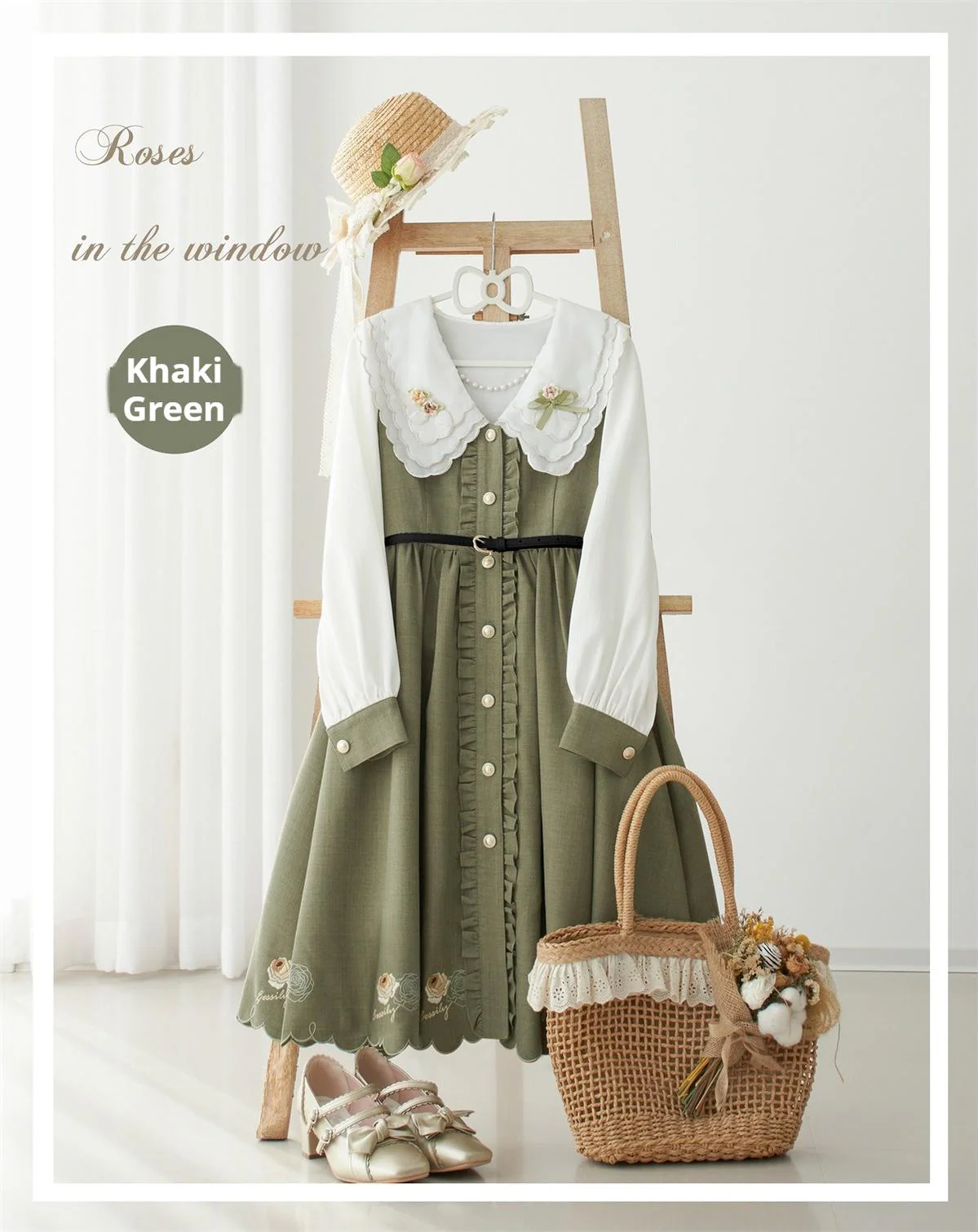 Window Rose - Classic Lolita OP Front Buttoned Embroidery Lolita Dress - Image 26
