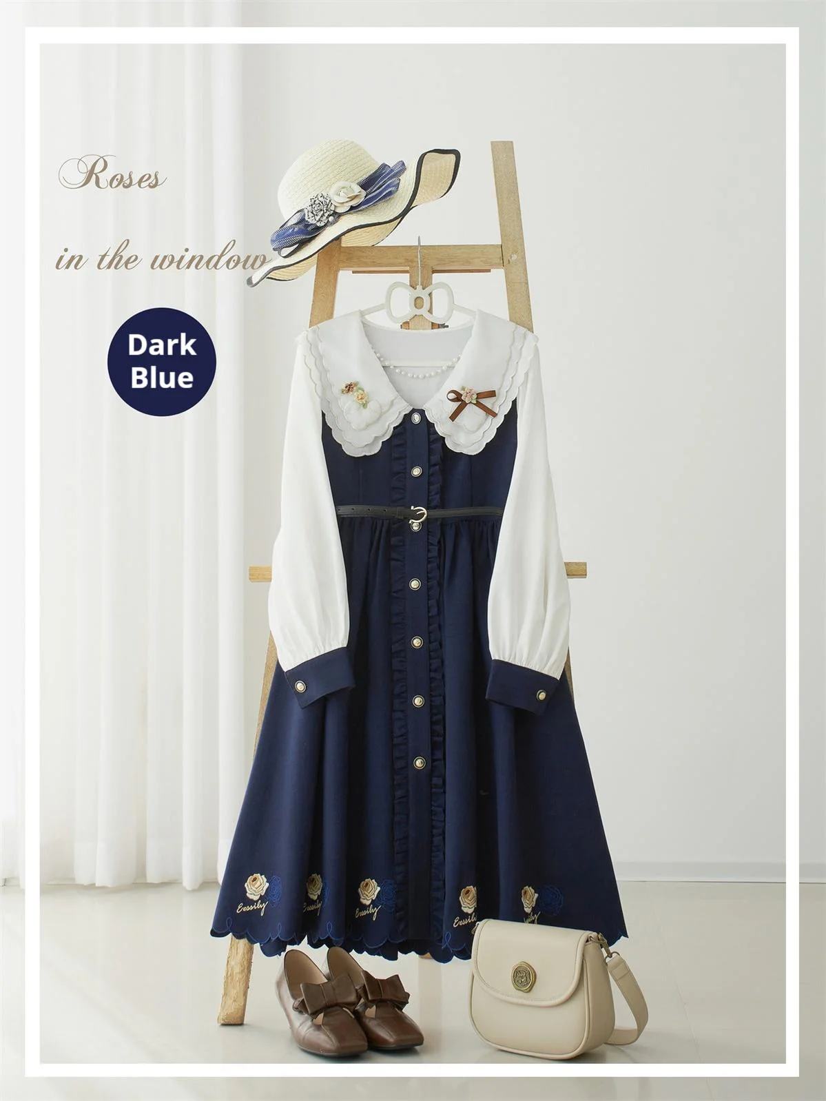 Window Rose - Classic Lolita OP Front Buttoned Embroidery Lolita Dress - Image 27