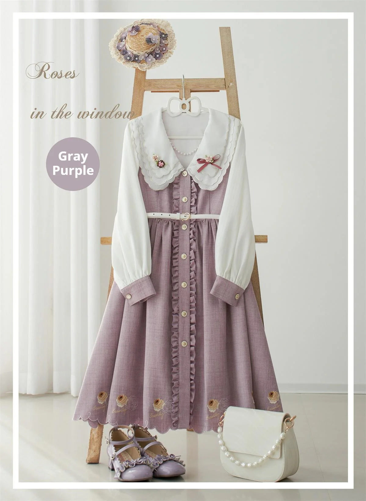 Window Rose - Classic Lolita OP Front Buttoned Embroidery Lolita Dress - Image 28