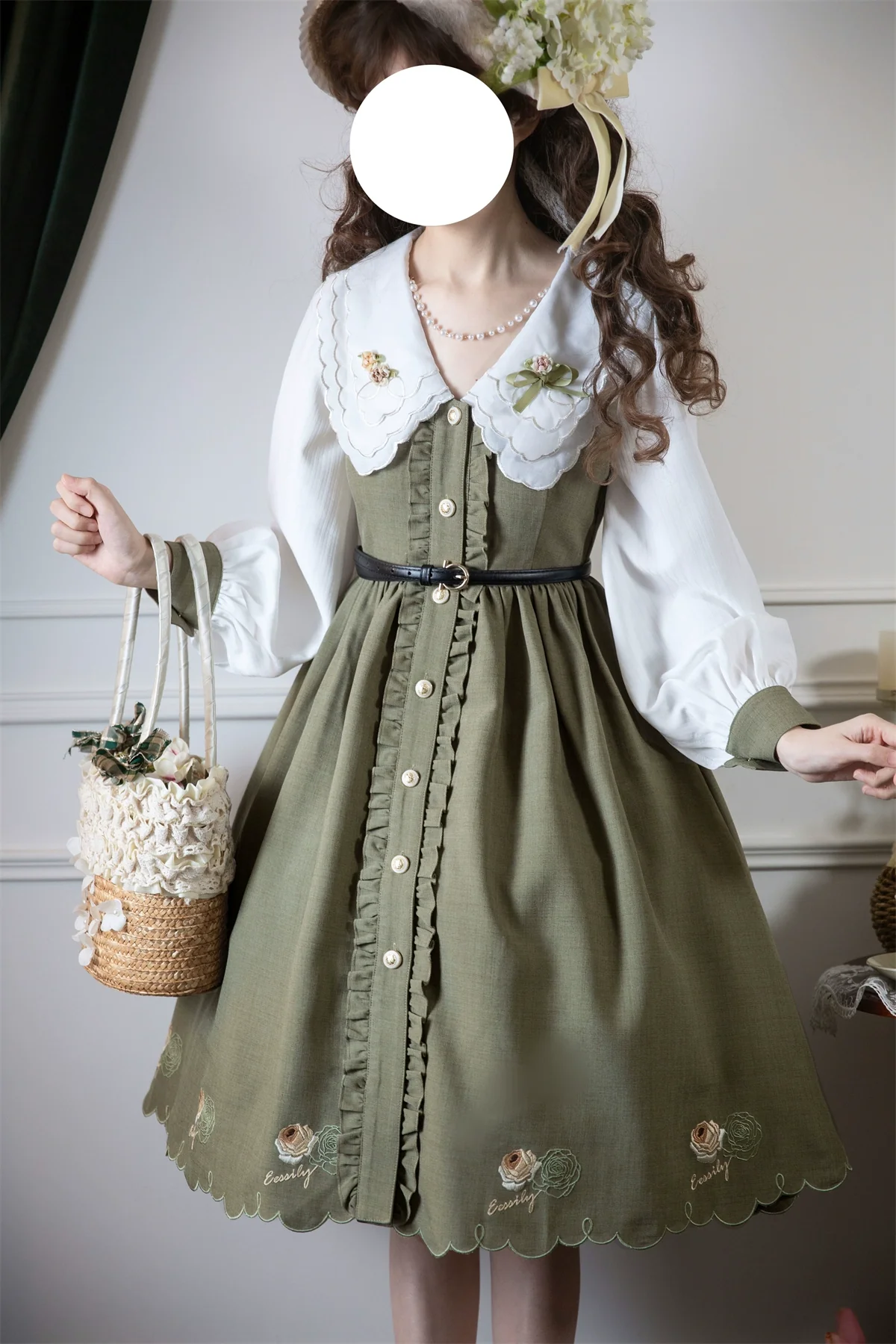 Window Rose - Classic Lolita OP Front Buttoned Embroidery Lolita Dress - Image 4