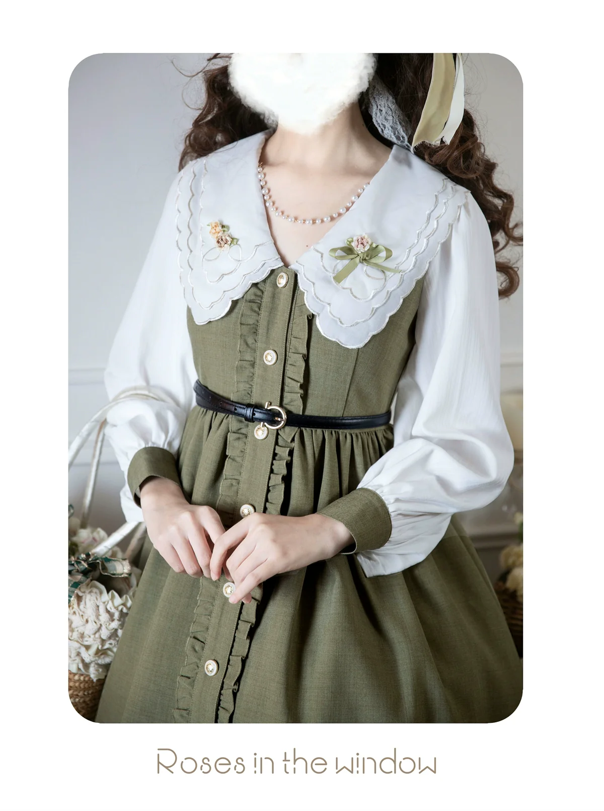 Window Rose - Classic Lolita OP Front Buttoned Embroidery Lolita Dress - Image 8