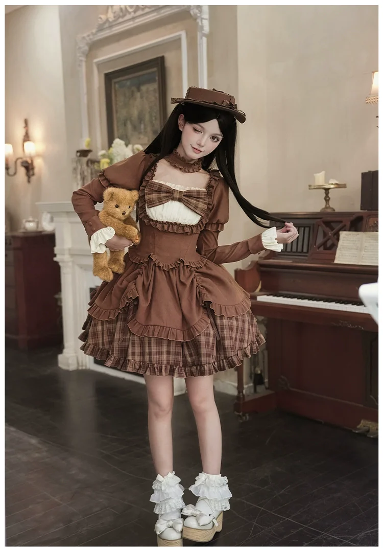 Oak Hymn - Classic Lolita Plaid OP Suit, Side Zipper - Image 17