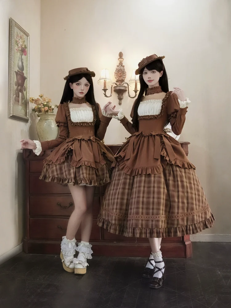 Oak Hymn - Classic Lolita Plaid OP Suit, Side Zipper - Image 2