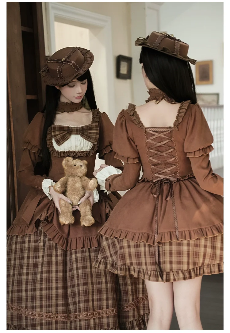 Oak Hymn - Classic Lolita Plaid OP Suit, Side Zipper - Image 3