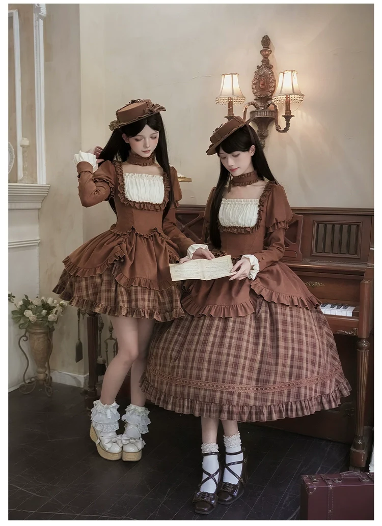 Oak Hymn - Classic Lolita Plaid OP Suit, Side Zipper - Image 4