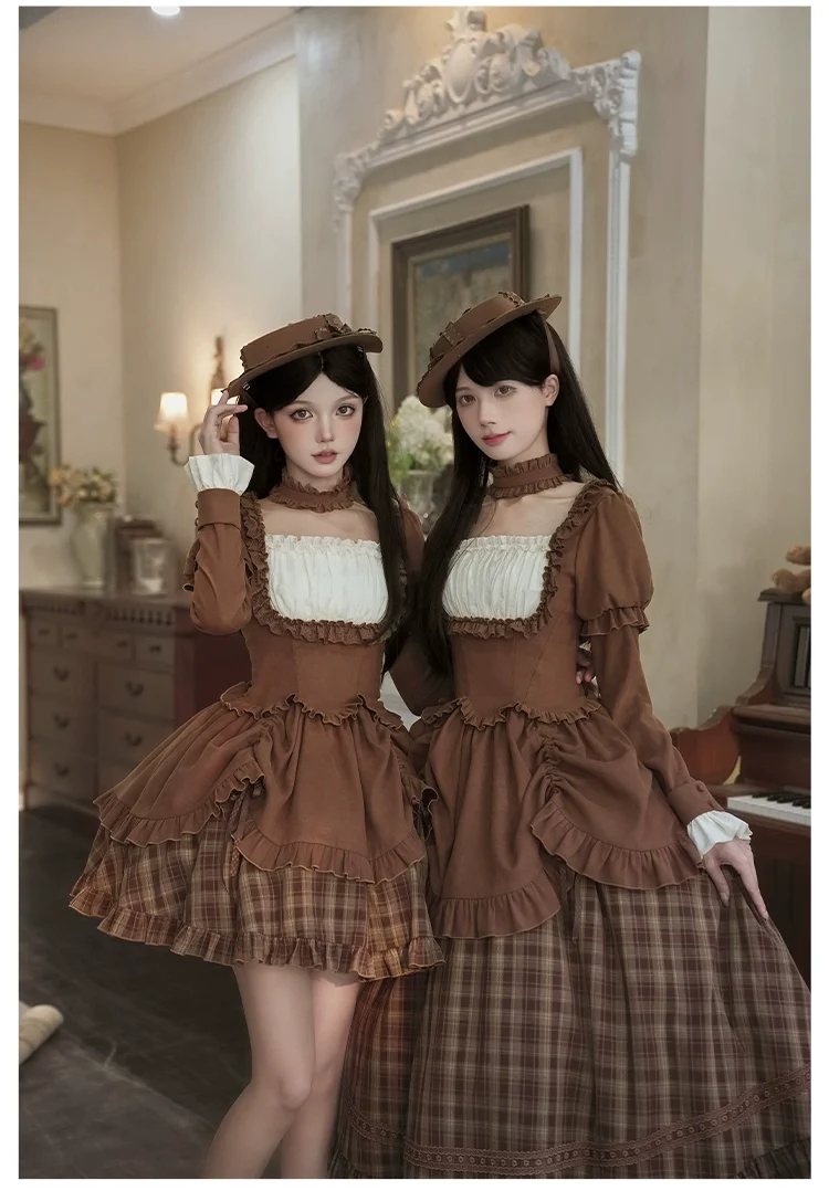 Oak Hymn - Classic Lolita Plaid OP Suit, Side Zipper - Image 7