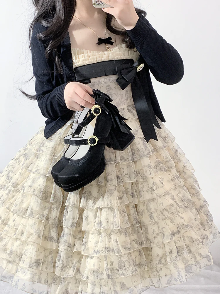 Dreamland - Dreamlike Lily of the Valley - Classic Lolita Platform Shoes with Back Large Bow - Image 10