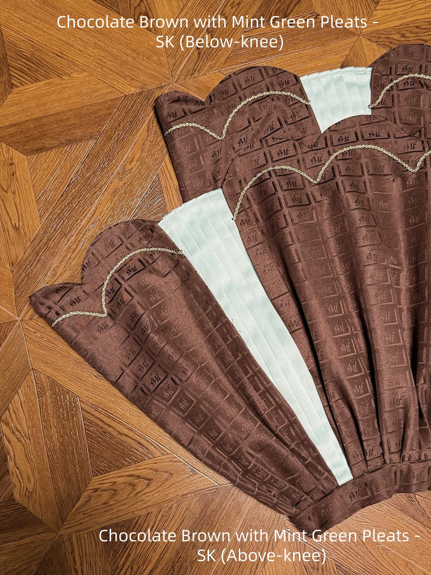 Bear Chocolate Slab - Classic Lolita Pleated JSK & SK Dress, Side Zipper - Image 12