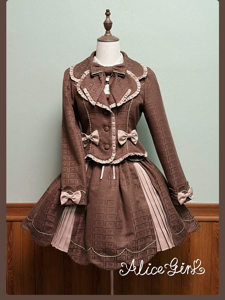 Bear Chocolate Slab - Classic Lolita Pleated JSK & SK Dress, Side Zipper - Image 20