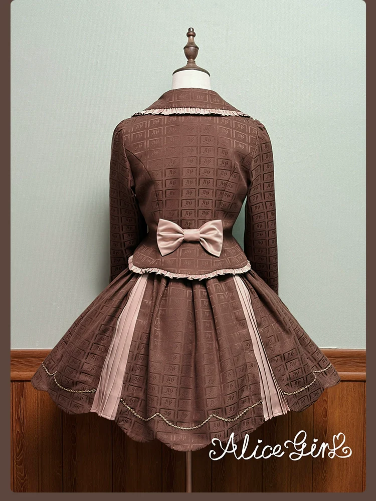 Bear Chocolate Slab - Classic Lolita Pleated JSK & SK Dress, Side Zipper - Image 22