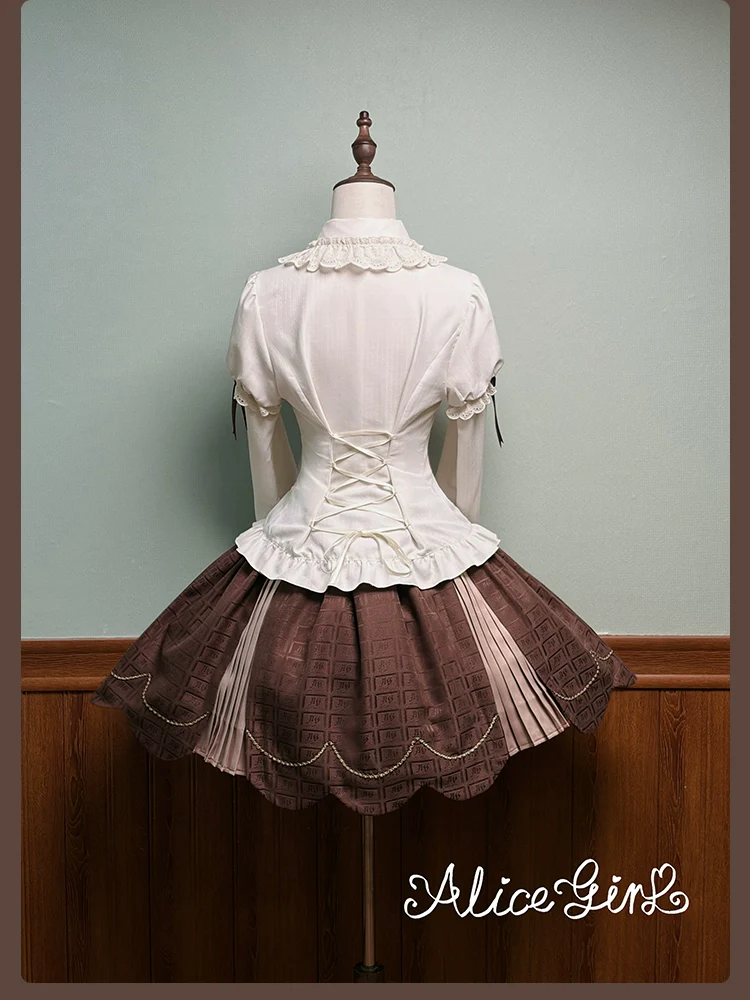 Bear Chocolate Slab - Classic Lolita Pleated JSK & SK Dress, Side Zipper - Image 25
