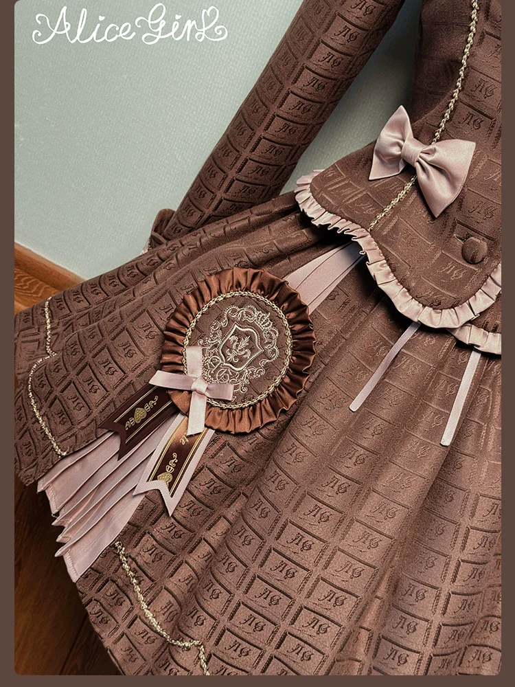 Bear Chocolate Slab - Classic Lolita Pleated JSK & SK Dress, Side Zipper - Image 32